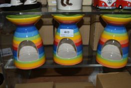*Three Rainbow Stripe Oil Burners