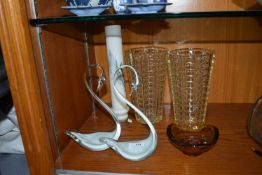 Retro Glass Swans and Vases