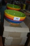 *Eight Ceramic Rainbow Stripe Breakfast Bowls
