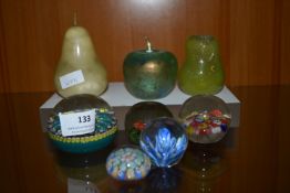 Glass Paperweights Including Fruit Designs