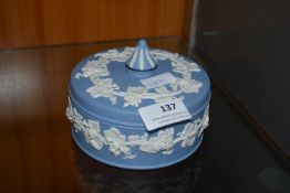 Wedgewood Blue & White Jasperware Lidded Pot