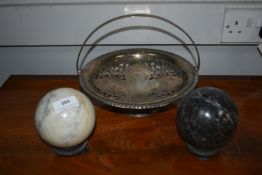 Two Marble Balls, and a EPNS Fruit Basket