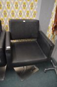 Black Faux Leather Gas-Lift Salon Chair