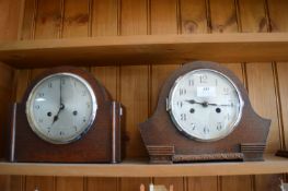 Two 1930’s Oak Cased Mantel Clocks