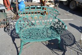 Two Seat Cast Iron Green Painted Garden Bench Matching Previous Lot