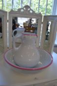 Victorian Pink & White Wash Bowl & Jug with Registration Lozenge