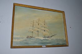 Oil on Board Sailing Ship Study by Bill Welburn