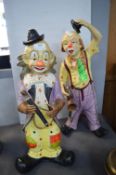 Two Large Clown Figurines