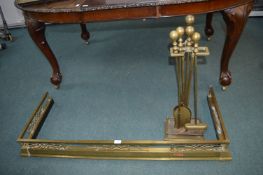 Extending Brass Fireside Fender and Matching Companion Set