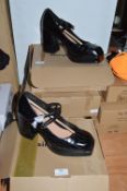 Four Pairs of Simply Be Black Platform Shoes Size: 8 wide