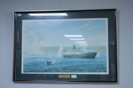 Framed Print of the M.V. Norland in the Falklands War by Stephen Dews