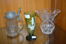 Vintage Glassware, Vase, Stein, etc.