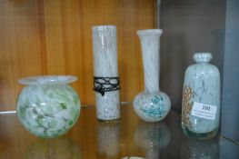 Four Green Glass Vases