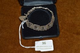 Silver Gate Chain Bracelet with Locket ~15g