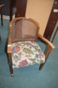 Vintage Small Armchair with Bergere Back (requires restoration)