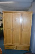 Solid Light Oak Triple Wardrobe