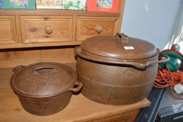 Large Kendrick Cast Iron 4-gal Lidded Cauldron plus Cast Iron Cooking Pot