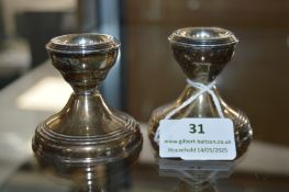 Pair of Small Hallmarked Sterling Silver Candlesticks