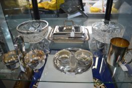 Silver Plated Serving Dishes, Crystal Bowls, etc.