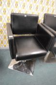 Black Faux Leather Gas-Lift Salon Chair