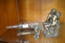 Ship in a Bottle, and Two Ornamental Figures