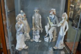 Five Pottery Circus Clowns by Cascades