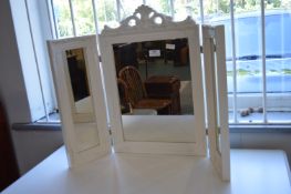 White Framed Triple Dressing Table Mirror