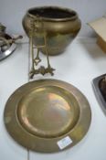 Large Brass Jardiniere with Tray and Easel