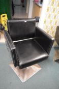 Black Faux Leather Gas-Lift Salon Chair