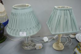 Two Table Lamps with Green Shades