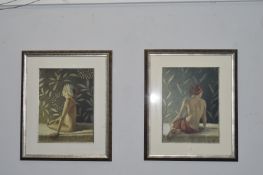 Pair of Large Framed Prints by Boscino