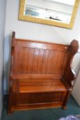 Solid Pine Settle with Storage Seat