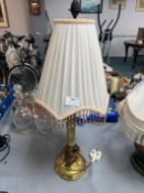 Brass Table Lamp with Cream Shade