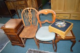 Two Chairs, Embroidered Footstool, Stool, Cabinet