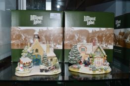 Two Lilliput Lane Christmas Cottages “Christmas Time“ and “The First Noel”