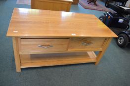 Solid Light Oak Two Drawer Coffee Table