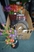 Decorative Items Including Vase, Artificial Flowers, etc.