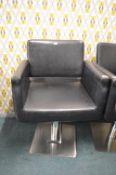 Black Faux Leather Gas-Lift Salon Chair