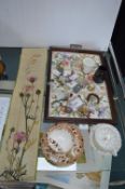 Tile Tray plus Vintage Collectibles, Tapestry, Bell Pull, Fortune Telling Cup, etc.