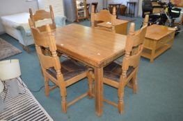Solid Wood Dining Table with Four Matching Chairs