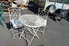 White Painted Folding Table and Two Chairs