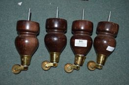 Wooden Furniture Feet with Brass Castors