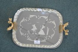 Mirrored Tray with Dolphin Handles