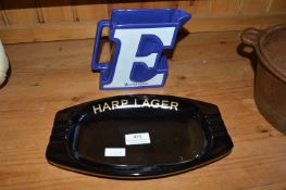 Harp Larger Ashtray and a Worthington E Water Jug