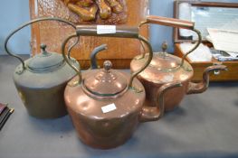 Three Victorian Copper Kettles