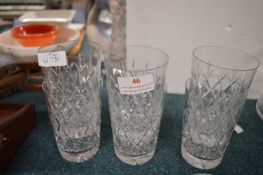 Set of Six Cut Lead Crystal High Ball Glasses