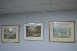 Three Original Watercolour Coastal Scenes by F.C. Lay