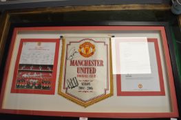 Manchester United Football Club Signed Photograph and pennant