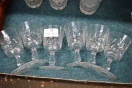 Set of Six Cut Lead Crystal Sherry Glasses