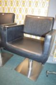 Black Leatherette Gas-Lift Salon Chair